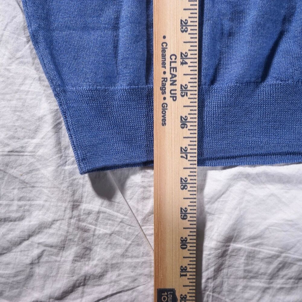 Peter Millar Crown Merino Wool Quarter Zip Sweater Blue Mens Large NWT Was $230 - Picture 8 of 12